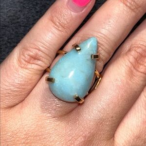 Adjustable Larimar gold plated Ring